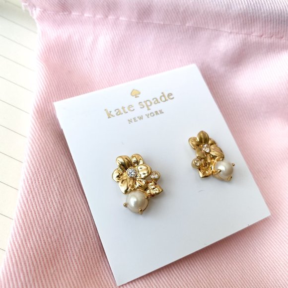 Kate Spade Wild Garden Flower Pearl Stud Earrings - Picture 3 of 3